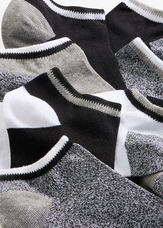 Skarpetki do sneakersów z bawełną organiczną (7 par) • czarny+j.szary melanż+szary melanż+biały • sklep bonprix