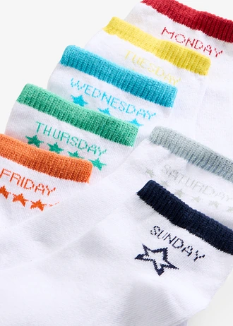 Lot de 7 paires de chaussettes courtes, Couleur: blanc