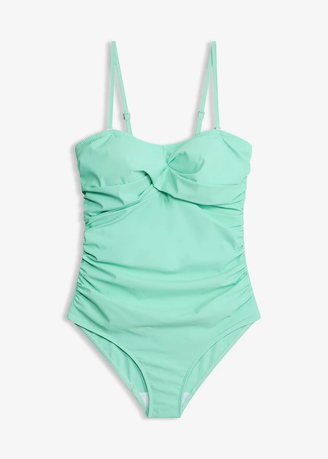 Maillot 1 pièce sculptant style croisé, maintien léger, Couleur: menthe glaciale