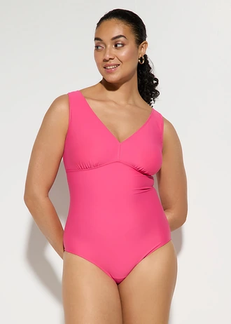 Maillot 1 pièce sculptant à col en V, maintien modéré • rose vif • Boutique bonprix