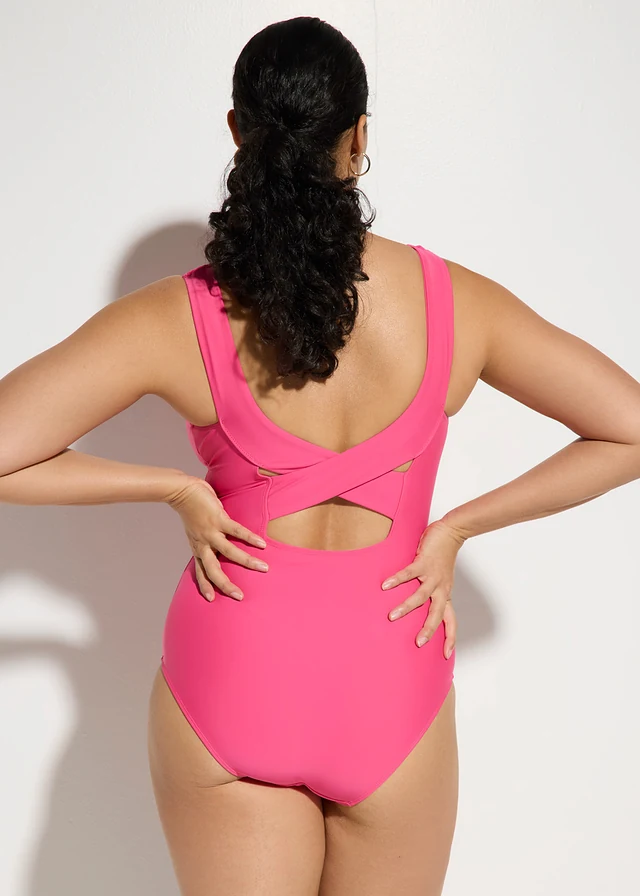 Medium corrigerend badpak met V-hals, Kleur: pink
