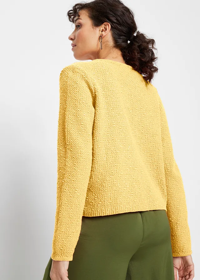 Bouclé vest, Kleur: lichtgeel