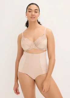 Alakformáló alsó, High Waist, pamuttal és hímzéssel • bézs • bonprix áruház