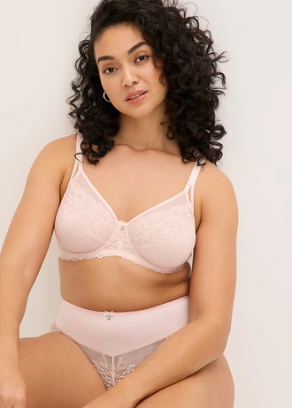Sutien minimizer cu dantelă fină • roz pal • magazin bonprix