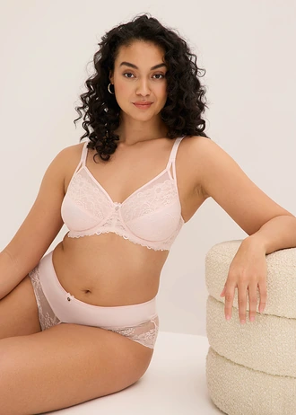 Sutien minimizer cu dantelă fină • roz pal • magazin bonprix