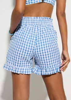 Short de plage 100% coton • bleu-blanc carreaux • Boutique bonprix