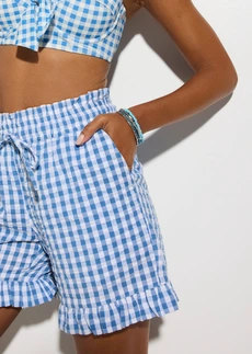 Strandshort van puur katoen • blauw-wit geruit • bonprix online shop