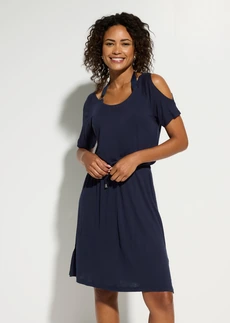 Robe de plage en viscose fine, Couleur: bleu foncé