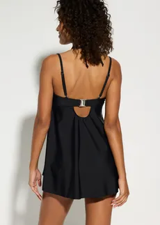 Dlouhé tankiny s ozdobnými ramínky (2dílná souprava), barva: černá