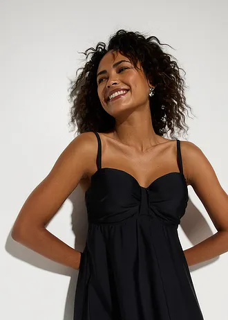 Tankini long à bretelles décoratives (ens. 2 pces) • noir • Boutique bonprix