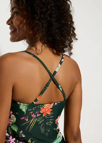 Tankiny bandeau (2-dielne), zavinovací vzhľad • zelená kvetovaná • obchod bonprix