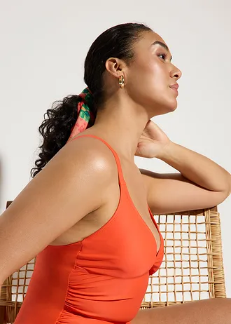 Maillot 1 pièce sculptant à encolure V, maintien léger • corail • Boutique bonprix