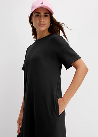 Rochie tricot din material interlock mai robust, cu buzunare • negru • magazin bonprix