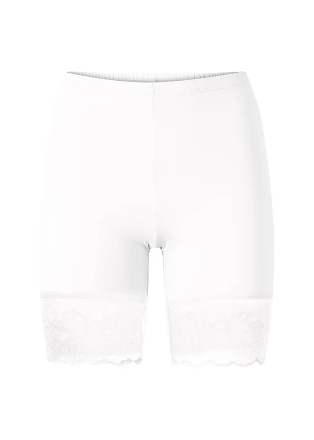 Niet schurende biker short van polyamide met kant aan de pijpjes • wit • bonprix online shop