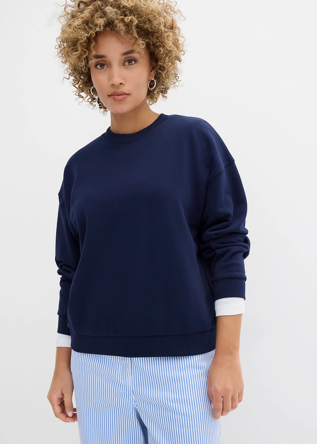 Oversized sweatshirt van puur biologisch katoen, Kleur: donkerblauw