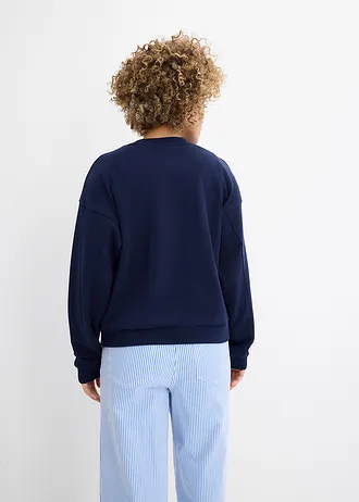 Oversized sweatshirt van puur biologisch katoen • donkerblauw • bonprix online shop