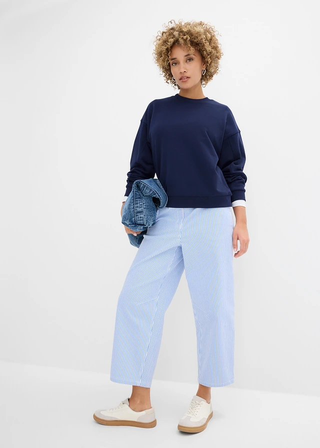 Sweat oversize 100% coton, Couleur: bleu foncé