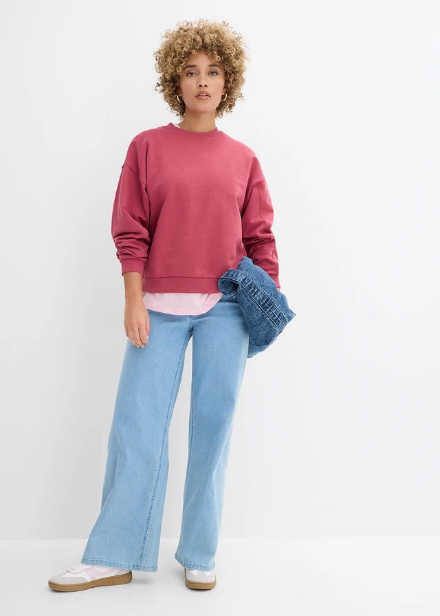 Sweat oversize 100% coton, Couleur: rouge