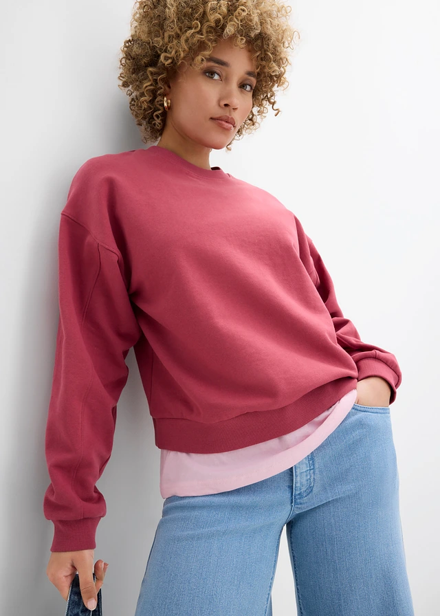 Bluza oversize z czystej bawełny organicznej • czerwony • sklep bonprix