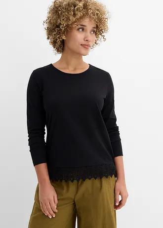 Longsleeve van puur katoen (set van 2) • zwart/wolwit • bonprix online shop