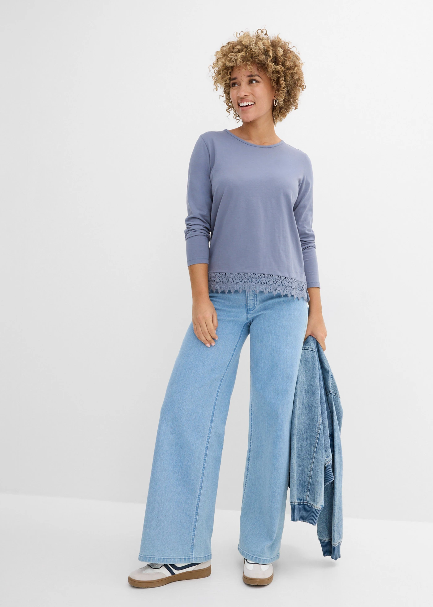 Longsleeve van puur katoen (set van 2) • rookblauw-donkerblauw • bonprix online shop