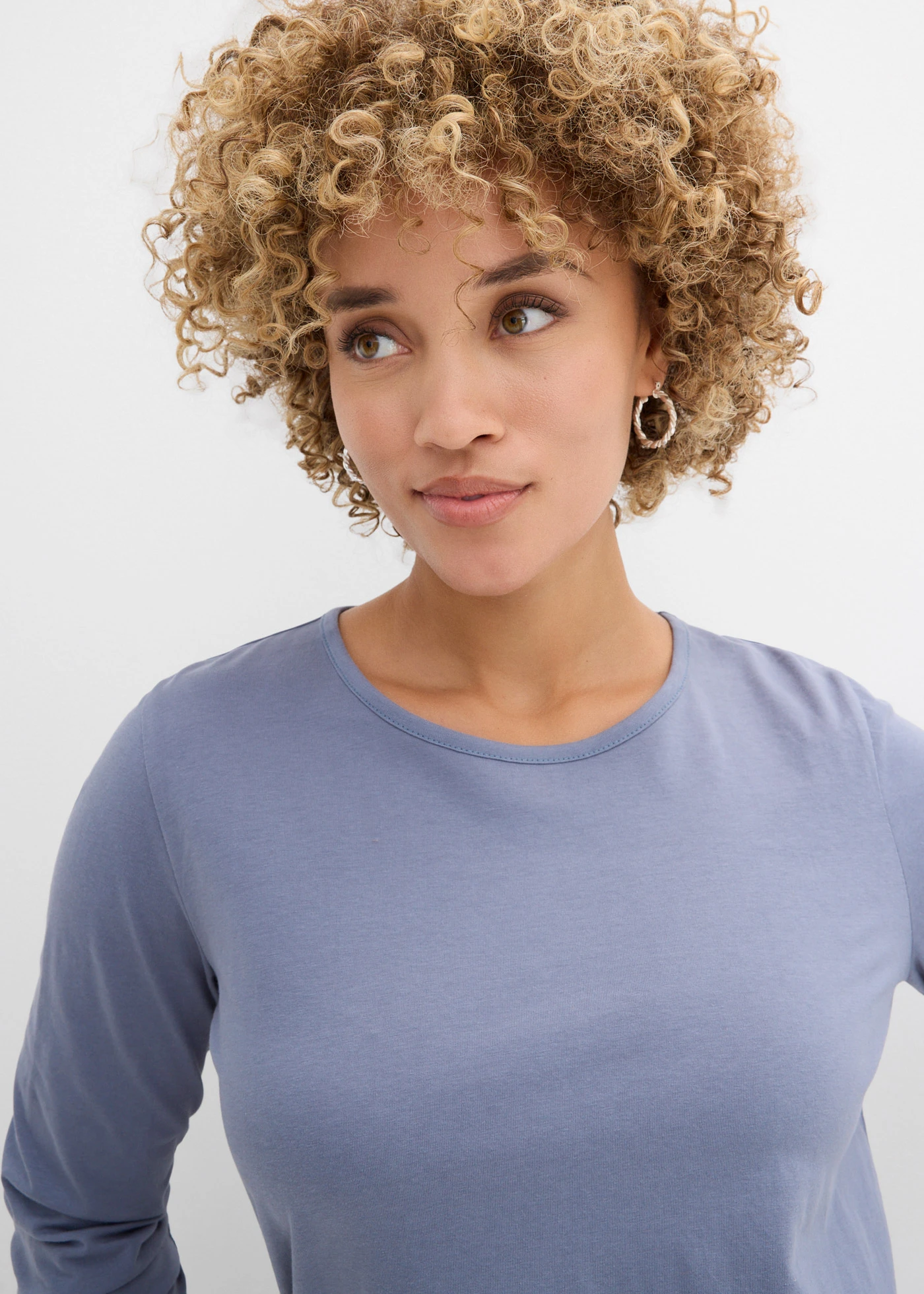 Lot de 2 T-shirts manches longues 100% coton • bleu fumée-bleu foncé • Boutique bonprix