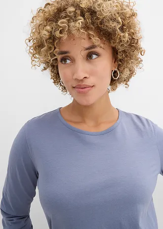 Lot de 2 T-shirts manches longues 100% coton • bleu fumée-bleu foncé • Boutique bonprix