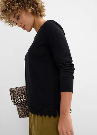 Longsleeve van puur katoen (set van 2) • zwart/wolwit • bonprix online shop