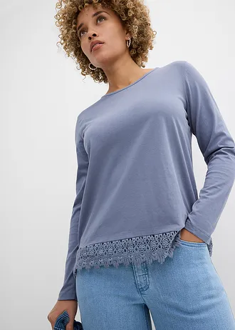 Longsleeve van puur katoen (set van 2) • rookblauw-donkerblauw • bonprix online shop