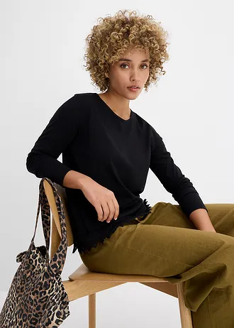 Longsleeve van puur katoen (set van 2) • zwart/wolwit • bonprix online shop