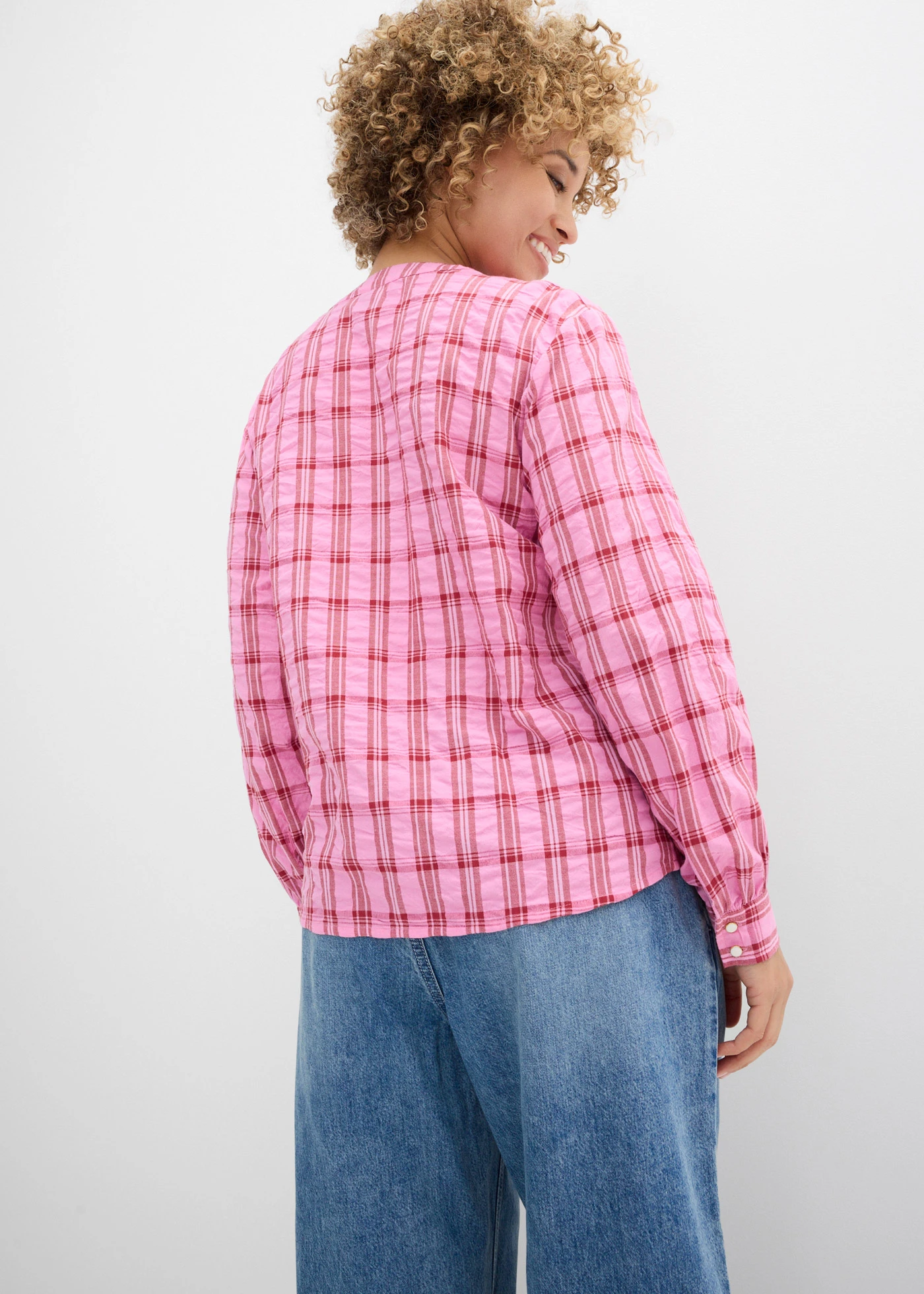 Chemisier 100% coton • rose-rouge cerise carreaux • Boutique bonprix