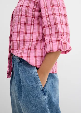 Bluză din bumbac 100% • roz-roșu-cireașă cadrilat • magazin bonprix