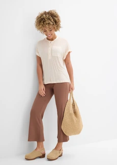 T-shirt van puur viscose sandbeige