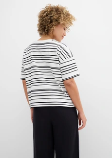 T-shirt rayé 100% coton • blanc nacré-noir rayé • Boutique bonprix