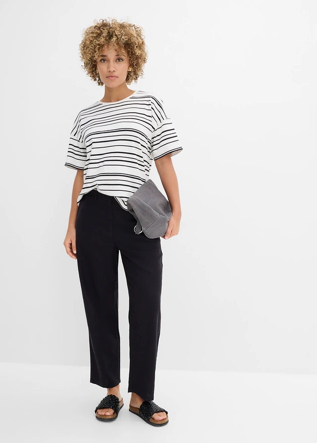 Gestreept T-shirt van puur katoen • parelwit-zwart gestreept • product-page.page-title-suffix
