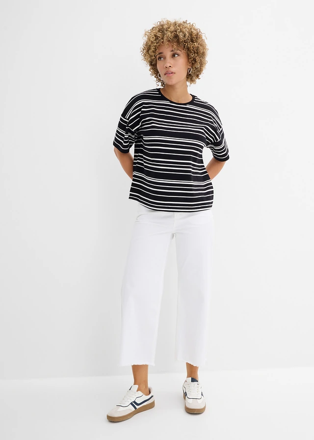 Gestreept T-shirt van puur katoen • zwart-parelwit gestreept • product-page.page-title-suffix