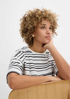 Gestreept T-shirt van puur katoen • parelwit-zwart gestreept • bonprix online shop