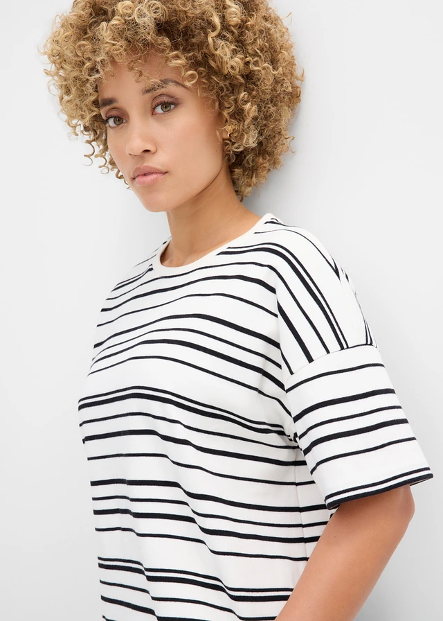 T-shirt rayé 100% coton • blanc nacré-noir rayé • product-page.page-title-suffix