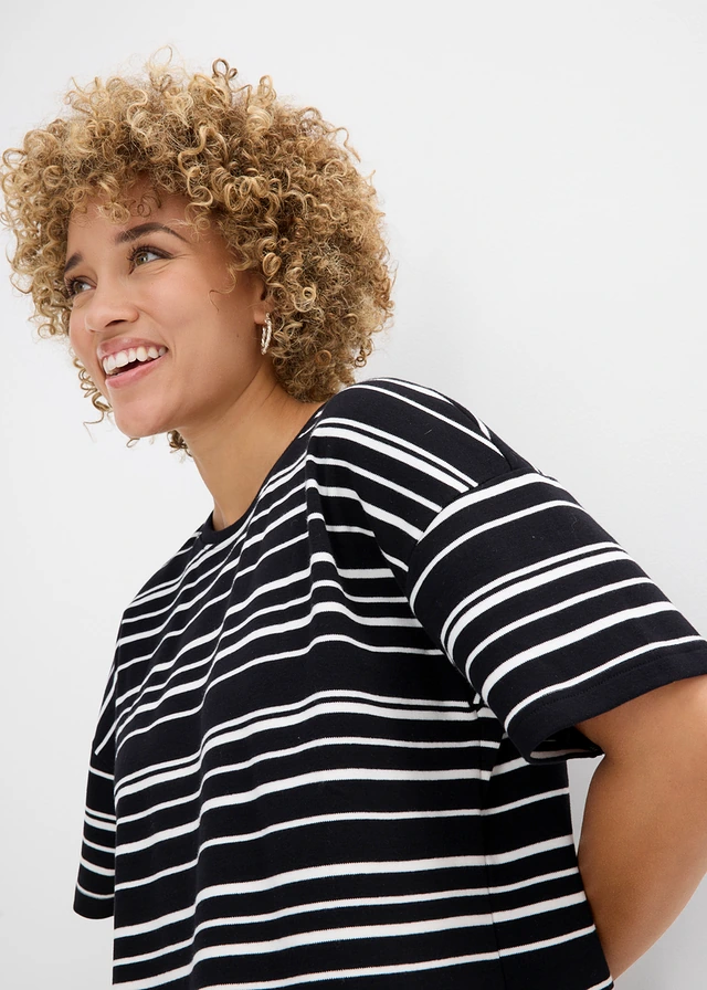 T-shirt rayé 100% coton • noir-blanc nacré rayé • product-page.page-title-suffix