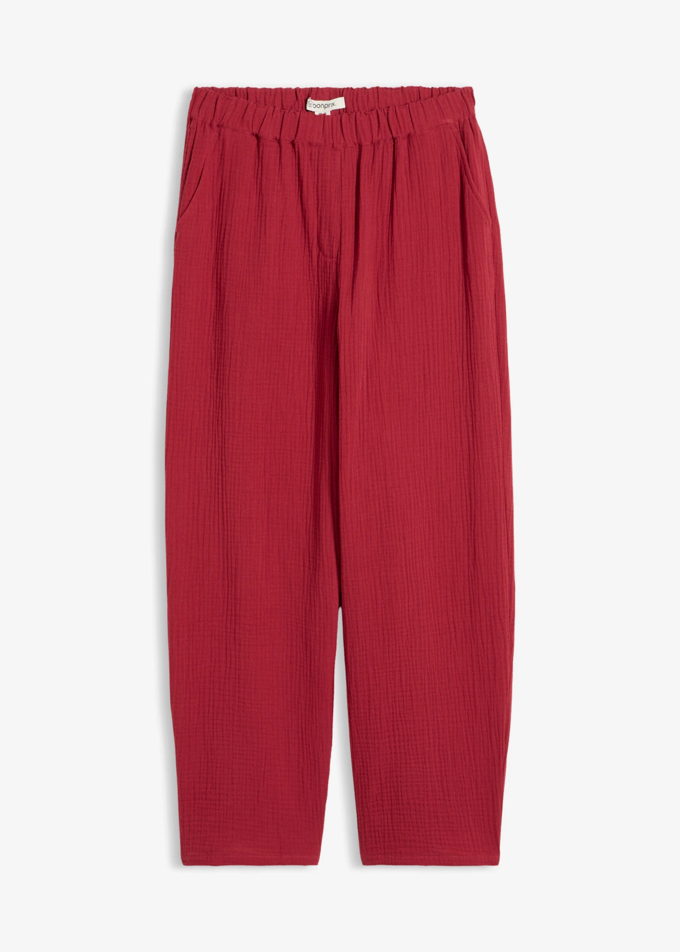 Pantalon barrel en gaze 100% coton • rouge cerise • Boutique bonprix