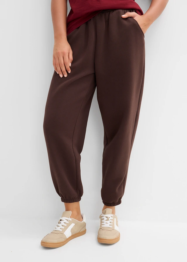 Pantalon sweat, coupe ballon, Couleur: marron foncé
