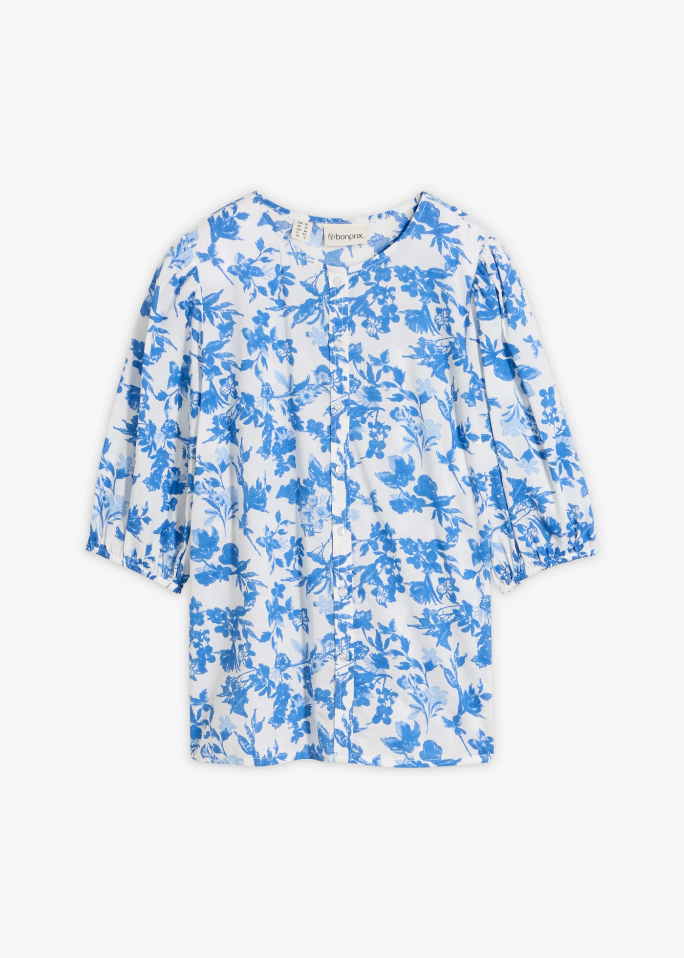 Blouse van puur katoen • wolwit-lichtblauw-gletsjerblauw gebloemd • bonprix online shop