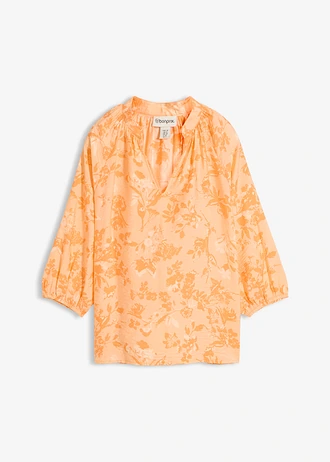 Tuniekblouse van een viscosemix, Kleur: papaya-nectarine-crème-apricot gedessineerd