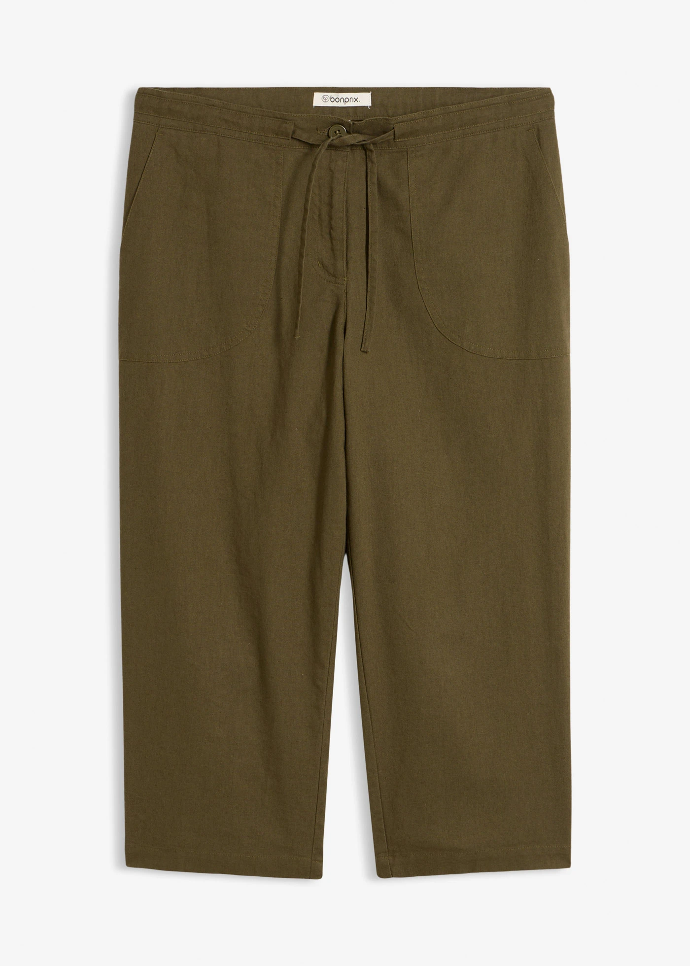 Pantalon 3/4 en lin majoritaire • olive foncé • Boutique bonprix
