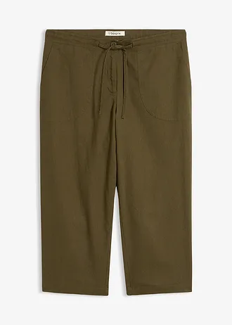 3/4 lněné kalhoty • tmavě olivová • bonprix obchod