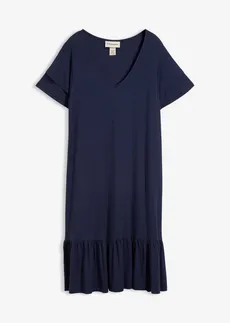 Robe en jersey viscose à volants • bleu foncé • Boutique bonprix