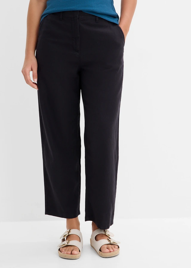 Barrel broek in een linnen-viscosemix • zwart • product-page.page-title-suffix