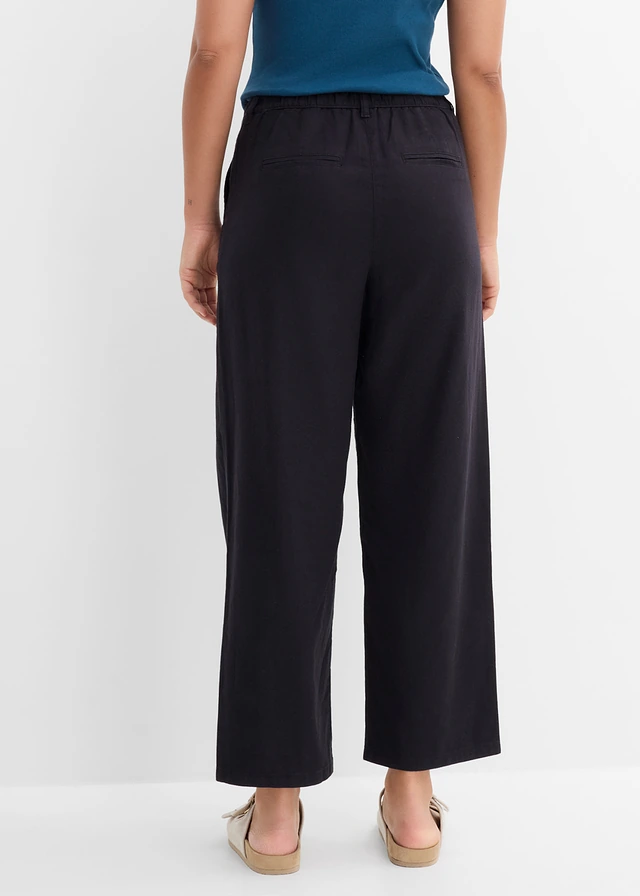 Barrel broek in een linnen-viscosemix • zwart • product-page.page-title-suffix