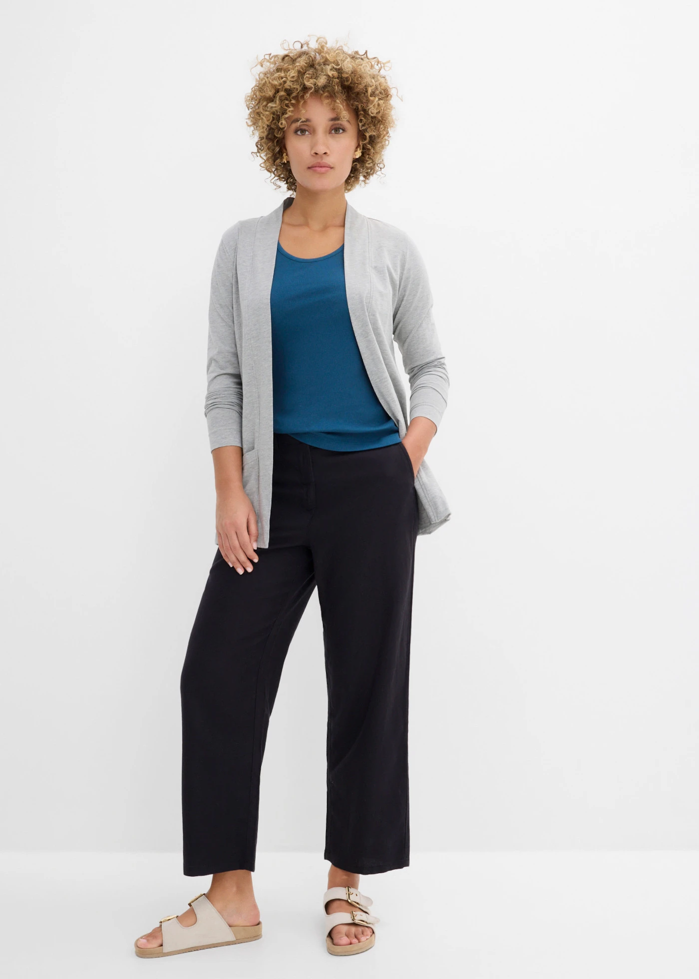 Barrel broek in een linnen-viscosemix • zwart • bonprix online shop