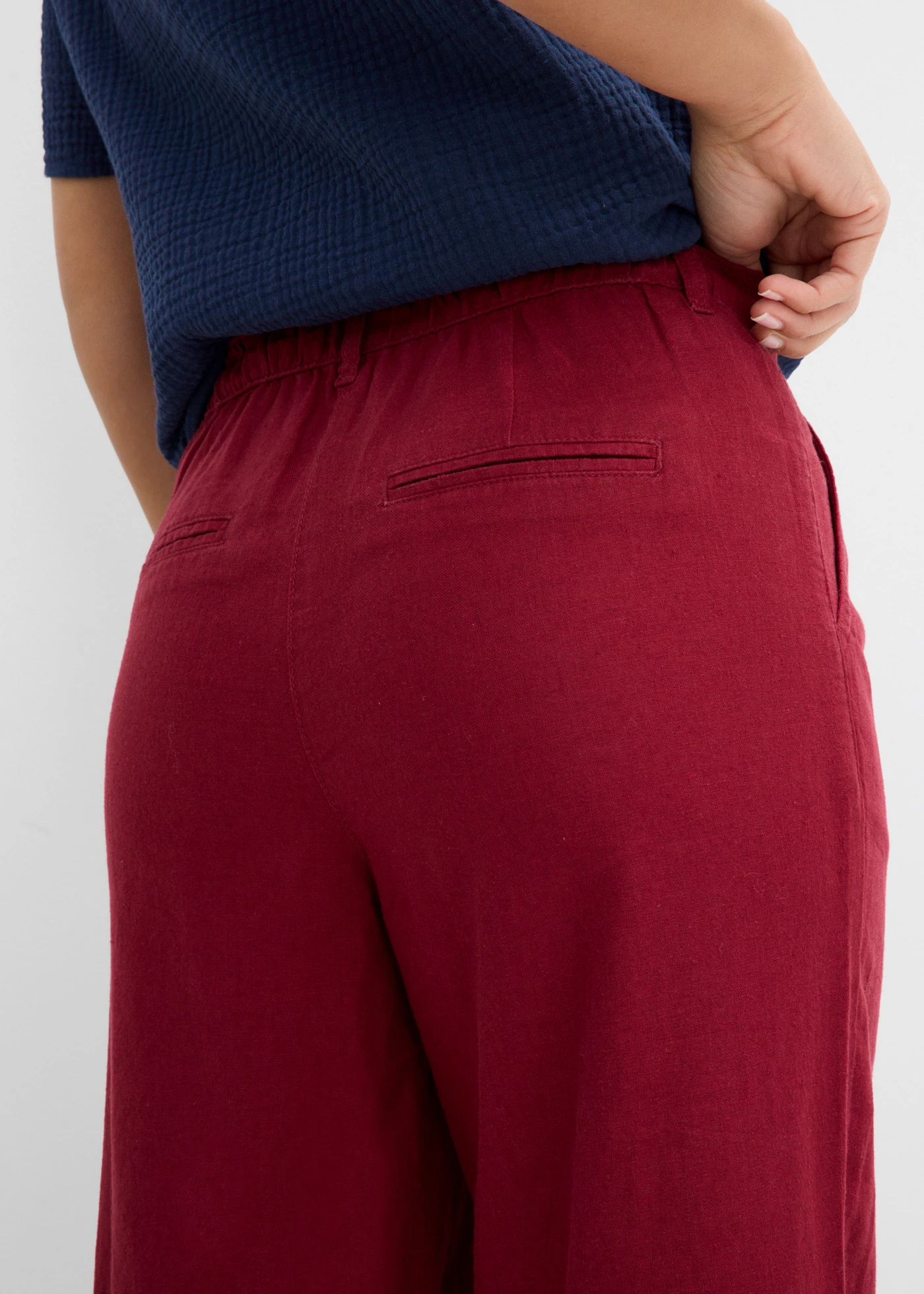 Barrel broek in een linnen-viscosemix • esdoornrood • bonprix online shop